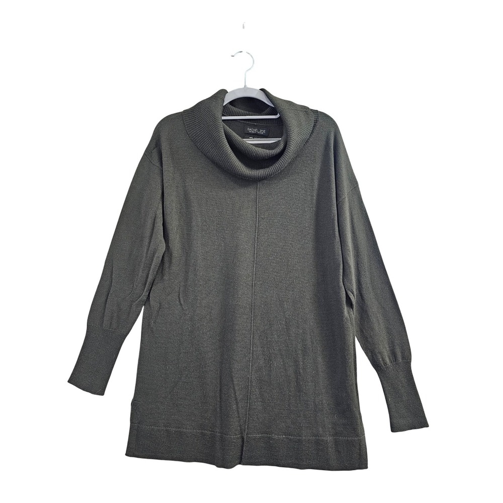 Rachel Zoe Sweater Womens Medium 100%5 Merino Wool Cowl Neck Tunic Fine Knit EUC